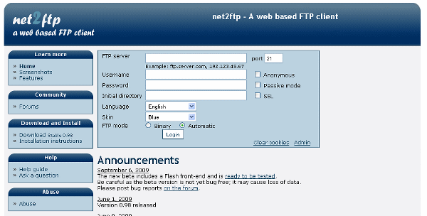 net2ftp - A web based FTP client