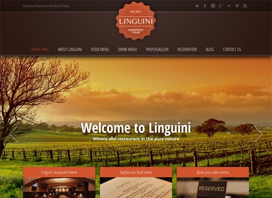 Linguini: Restaurant Responsive WordPress Theme