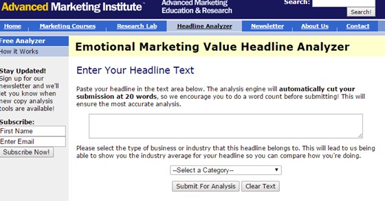 Emotional Marketing Value Headline Analyzer