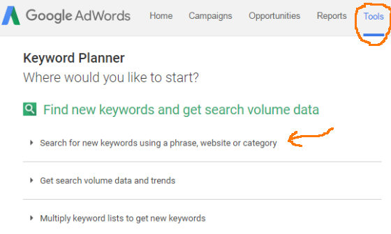 Google Adwords - Keyword Research Tools
