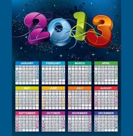 blue,calendar,creative,design,download,elements,eps,graphic,illustrator,new,original,stars,vector,web,space,detailed,interface,dark,unique,colorful,vectors,quality,stylish,2013,celebration,fresh,high quality,ui elements,hires,2013 calendar,yearly vector