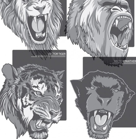 animal,eps,photoshop,psd,tiger,lion,beast,gorilla,vectors,coredraw,ferocious,ilustrator,panr,roaring,vector material vector