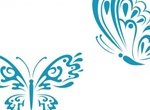 2 Pretty Blue Tattoo Style Butterfly Vectors
