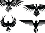 4 Eagle Symbol Tattoo Style Vector Graphics