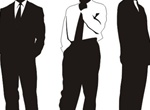 3 Standing Businessmen Vector Silhouettes