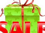 Starry Green Gift Box With Red Sale Sign