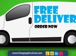 Free Delivery Order Now Van Vector