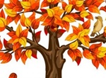 Orange Autumn Tree Falling Leaves Illustration