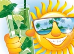 Smiling Sun Tropical Island Vector Illustration