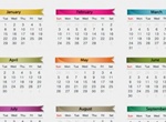 2013 Yearly Colorful Hearts Vector Calendar