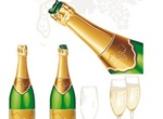 Champagne Bottle & Glass Vector Graphics