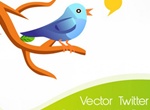 Twitter Bird On Branch Vector