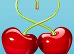 Juicy Red Cherry Love Hearts Illustration