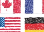 4 Scribble Drawing Country Flags Vector Set