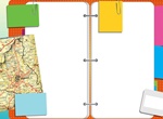 Open Notebook With Map And Stickers