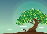 Solitary Wish Tree Vector Illustration