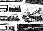 10 Historic Railroad Trains Vector Set