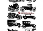 12 Intricately Drawn Nostalgic Autos Vector Collection