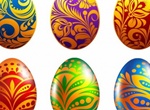6 Colorfully Decorated Easter Eggs Set