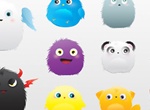 8 Fuzzy Animal Characters Vector Set