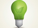 Eco Green Leaf Light Bulb Vector Graphic