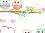Cute Owls And Birds On a Branch Illustration