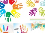 Colorful Painted Handprints Vector