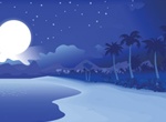 Tropical Night Beach Vector Illustration