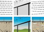 Security Barbed Wire Fence Vector Graphics