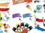 Colorful Paint Cans & Brushes Vector Graphics