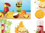 Juicy Tropical Fruit & Drinks Vector Graphics
