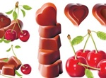 Cherries & Chocolate Hearts Vector Graphics