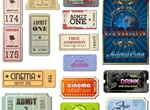 Vintage Movie Tickets Labels Vector Set