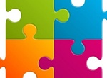4 Colorful Jigsaw Puzzle Pieces Vector Set