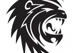 Black Roaring Lion Vector Graphic