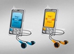 Mobile Phones With Earphones Vector Graphics