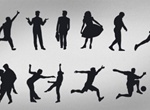 12 People In Action Silhouettes Vector Set