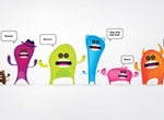 Colorful Cute Vector Monsters Set