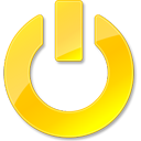 Down, Power, Shut, Yellow Icon