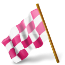 Chequered, Flag, Left, Map, Marker, Pink Icon