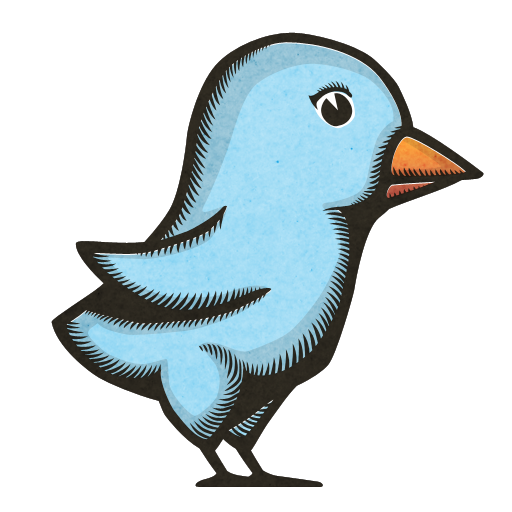 Bird, Twitter, Woodprint Icon