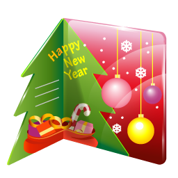 Card, New, Year Icon