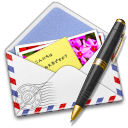 Airmail, Pen, Photo, Stamp Icon