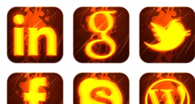Hot Burning Social Icons