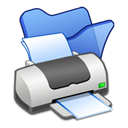 Blue, Folder, Printer Icon