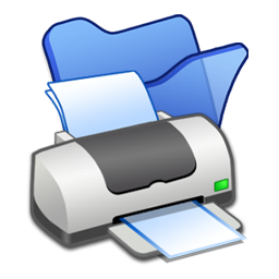 Blue, Folder, Printer Icon