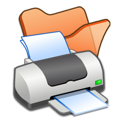 Folder, Orange, Printer Icon