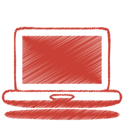 Computer, Laptop, Red Icon