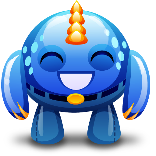 Blue, Happy, Monster Icon
