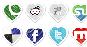 Valentines Special Social Bookmark Icon Set Icons
